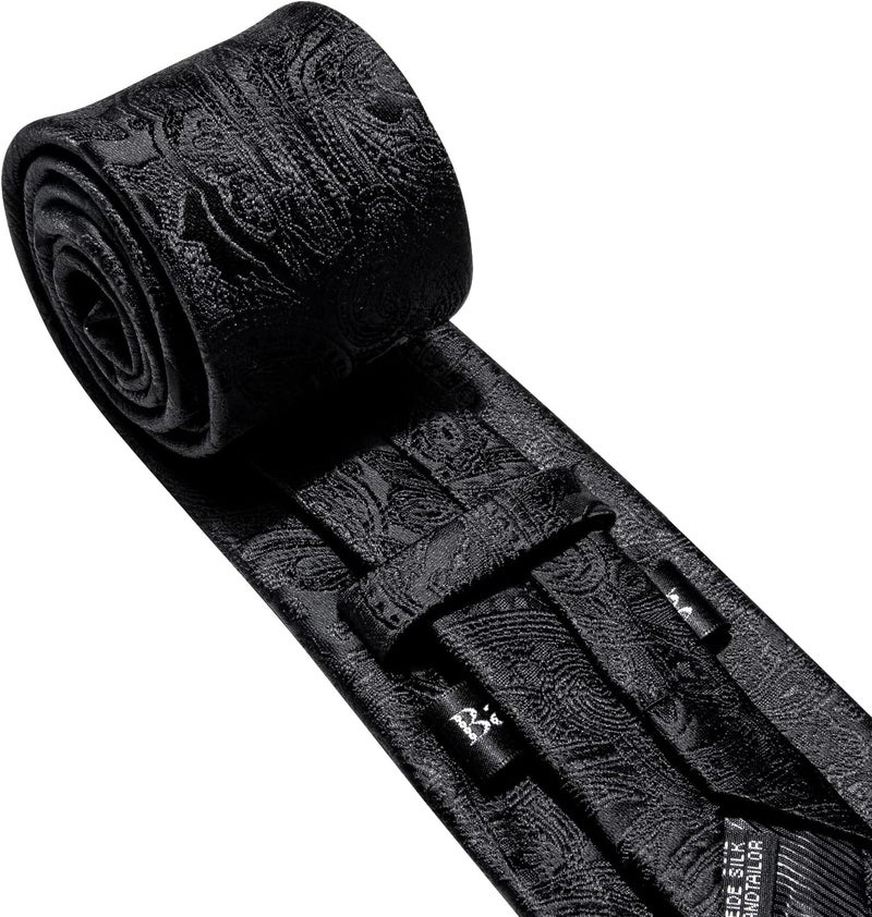 Barry.Wang Store Men Ties Paisley Woven Silk Necktie Set with Pocket Suqare Cufflinks Formal - Image 3
